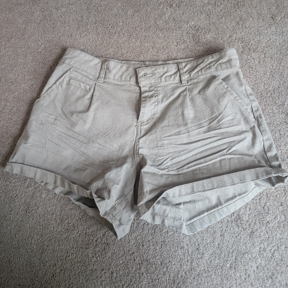 Ambiance Apparel Linen Khaki Colored Shorts